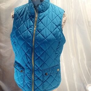 St. John's Bay Quilted Teal-Blue Stand Collar Vest